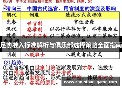 足协准入标准解析与俱乐部选择策略全面指南